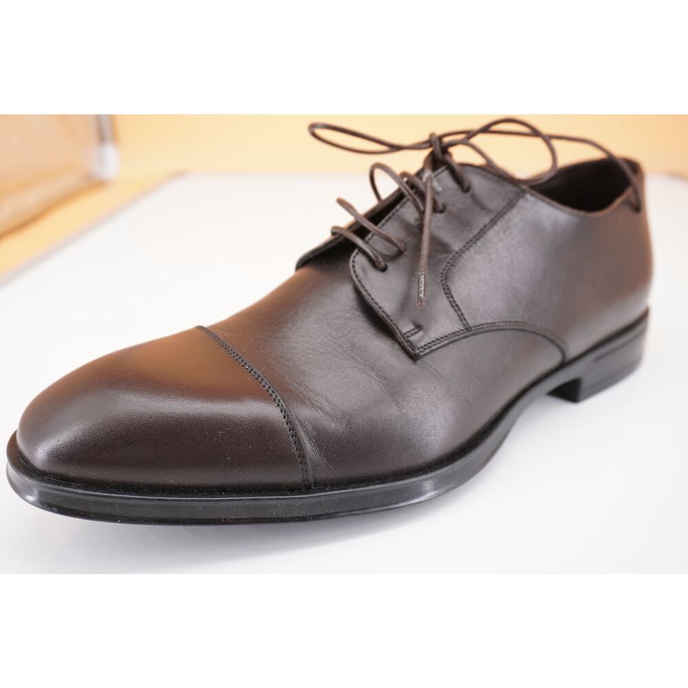 Canali Cap Toe Derby Dark Brown Leather Oxford SZ 9 New Lace Up dress shoe $645